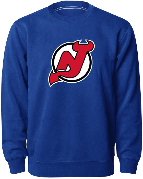 New Jersey Devils NHL Bulletin Men's Royal Twill Logo Express Crew Sweater