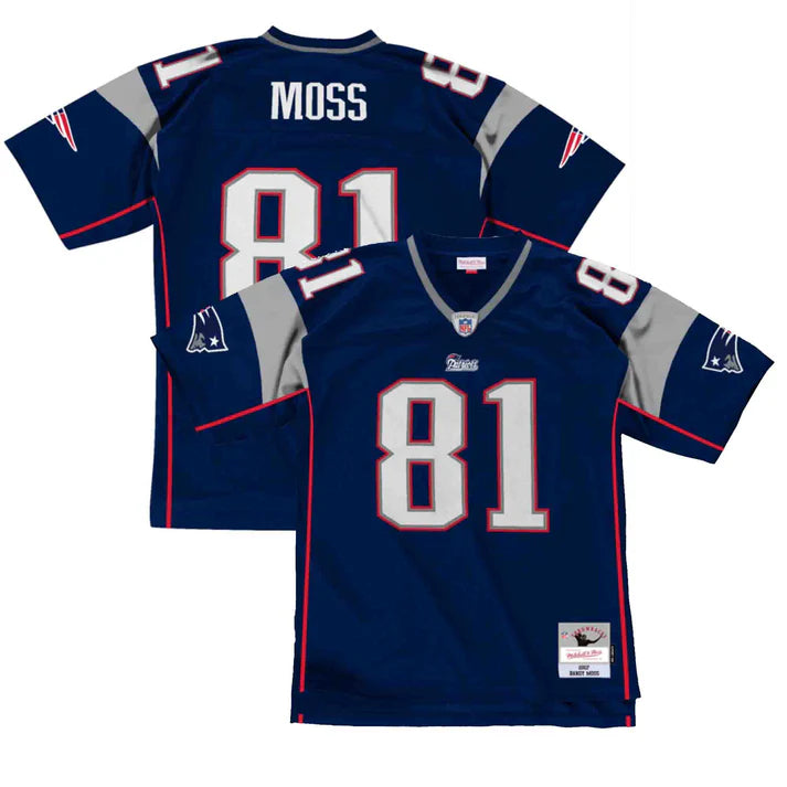 Randy Moss New England Patriots NFL Mitchell & Ness Maillot réplique bleu marine 2007 Legacy pour hommes