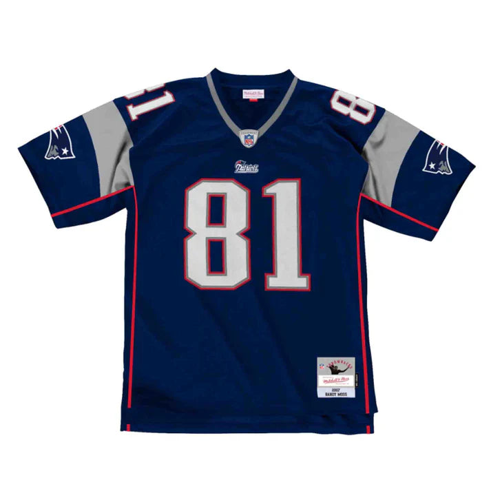 Randy Moss New England Patriots NFL Mitchell & Ness Maillot réplique bleu marine 2007 Legacy pour hommes