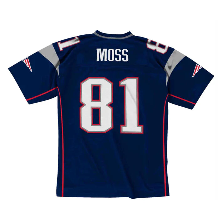 Randy Moss New England Patriots NFL Mitchell & Ness Maillot réplique bleu marine 2007 Legacy pour hommes