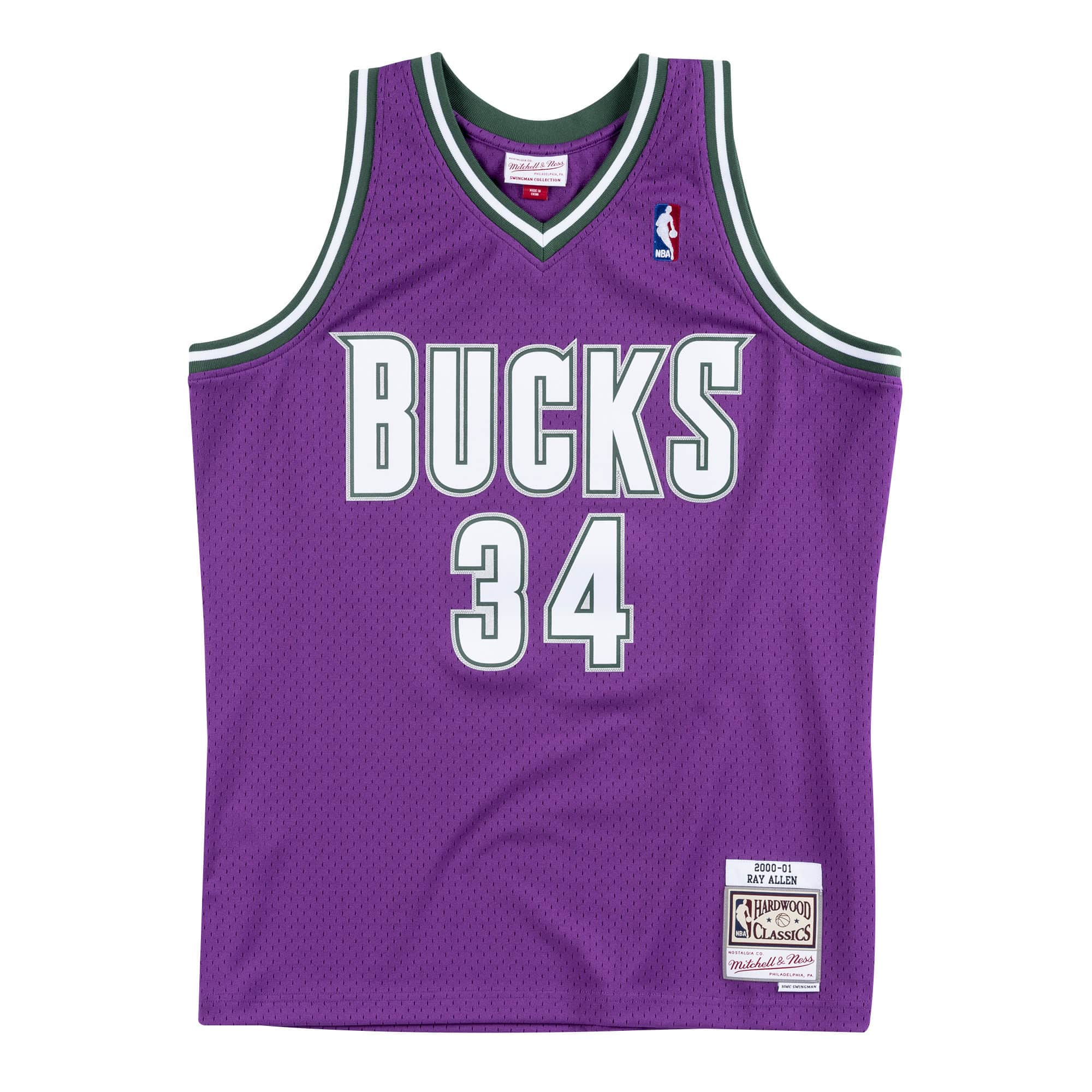 Ray Allen Milwaukee Bucks NBA Mitchell & Ness Maillot Swingman Violet 2000-01 Hardwood Classics pour hommes