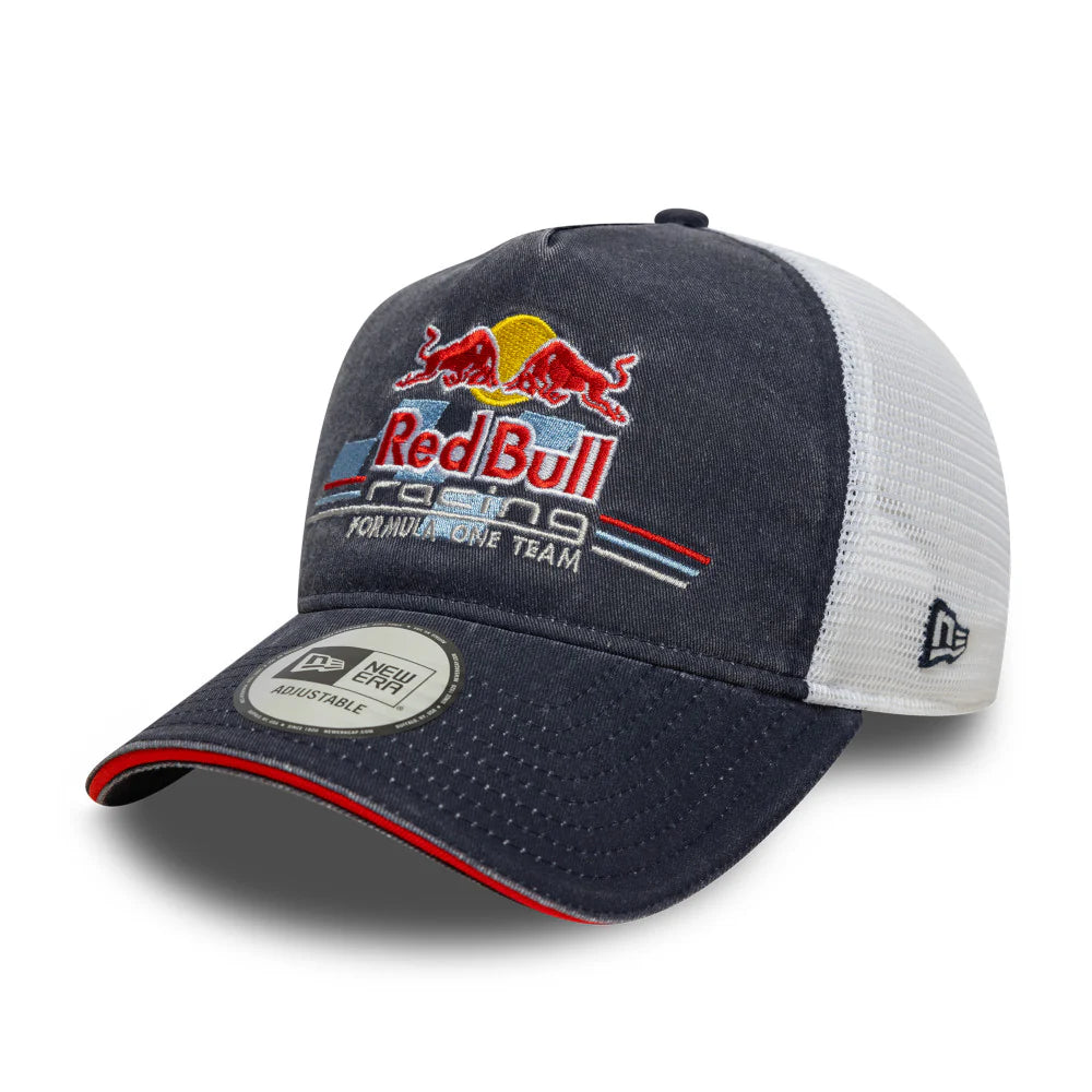 Red Bull Racing F1 New Era Men's Navy 9Forty Team Collection Vintage Two-Tone A-Frame Trucker Snapback