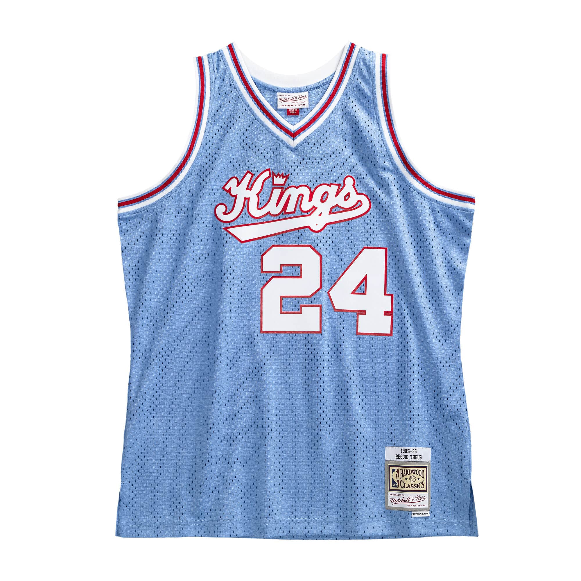 Reggie Theus Sacramento Kings NBA Mitchell & Ness Homme Bleu Clair 1985-86 Hardwood Classics Swingman Maillot