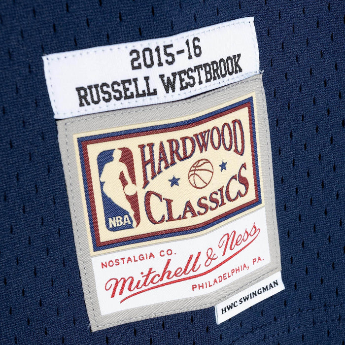 Russell Westbrook Oklahoma City Thunder NBA Mitchell & Ness Men's Navy 2015-16 Hardwood Classics Swingman Jersey