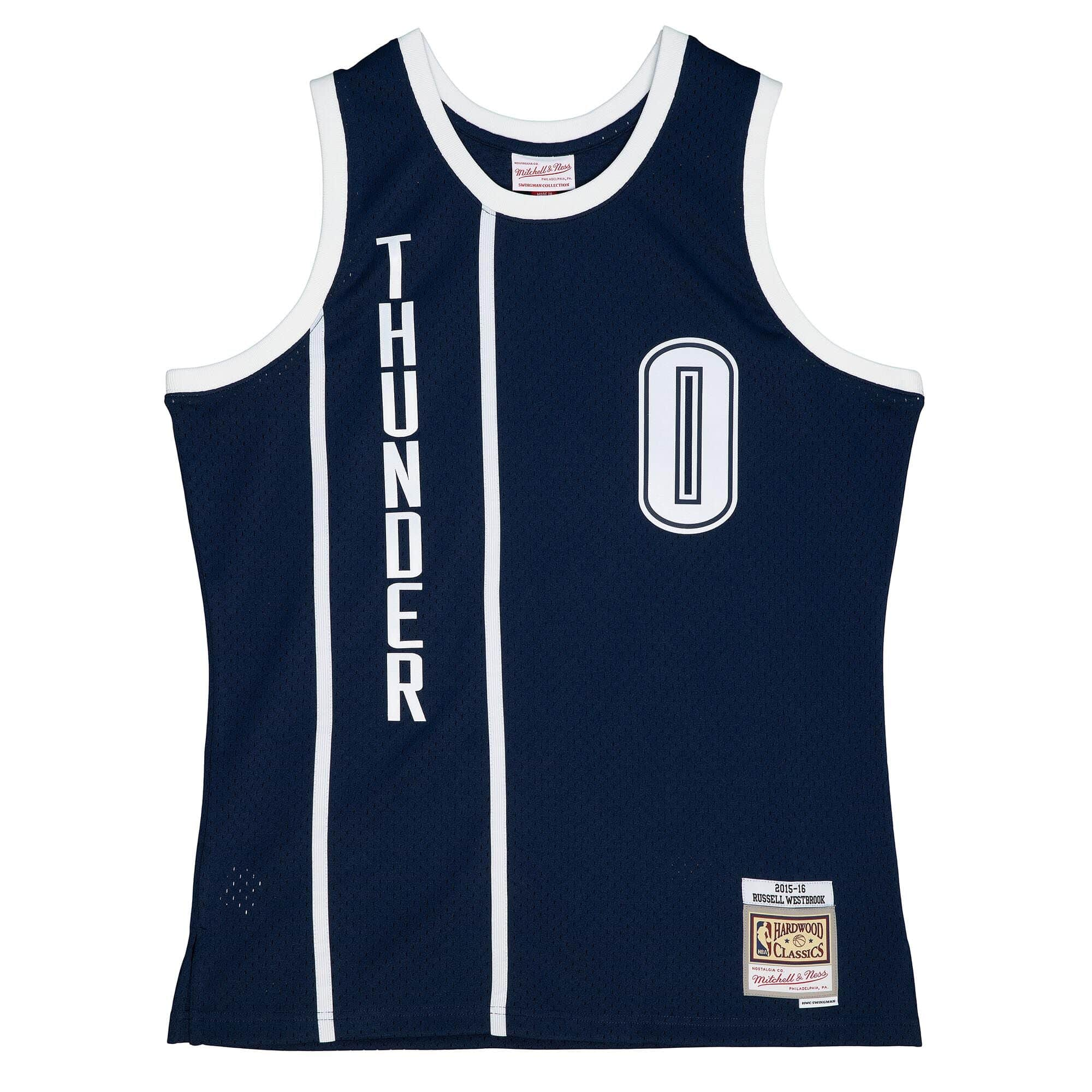 Russell Westbrook Oklahoma City Thunder NBA Mitchell & Ness Homme Bleu Marine 2015-16 Hardwood Classics Swingman Maillot