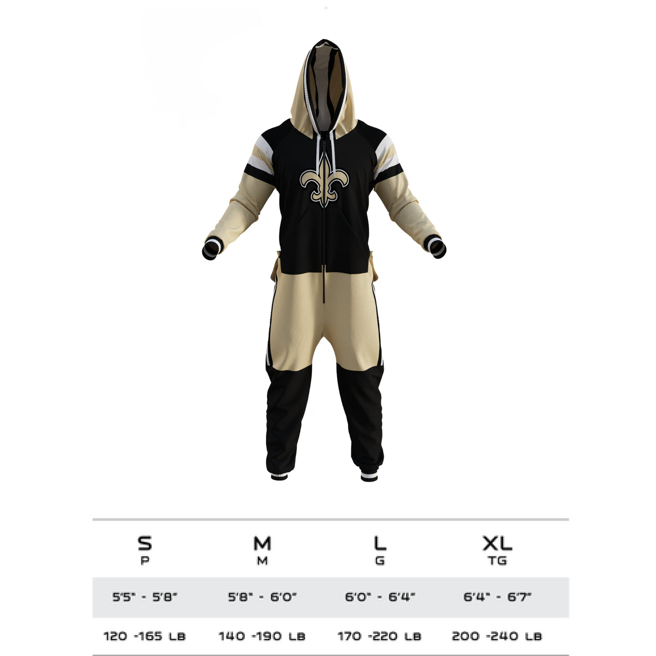 New Orleans Saints NFL Hockey Sockey Combinaison noire pour homme