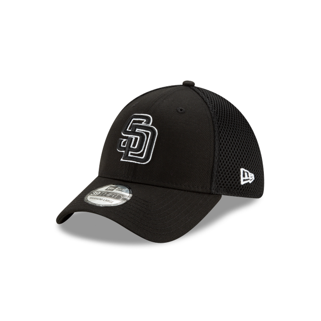 San Diego Padres MLB New Era Men's Black/White 39Thirty Neo Stretch Fit Hat