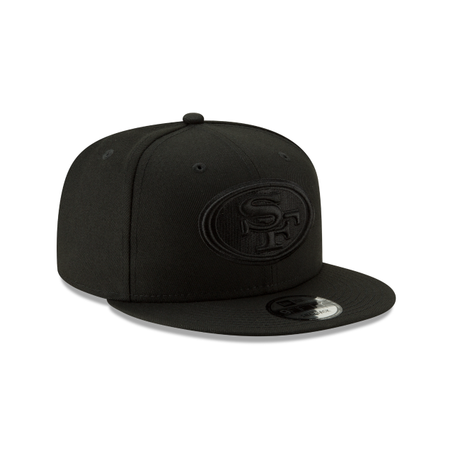 San Francisco 49ers NFL New Era pour hommes, noir sur noir 9Fifty Basic Snapback