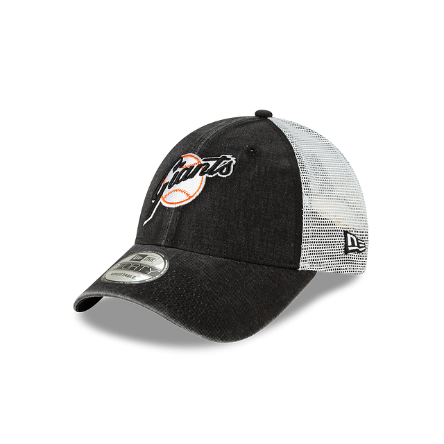 San Francisco Giants MLB New Era Men's Black 9Forty Cooperstown Washed Trucker Adjustable Hat