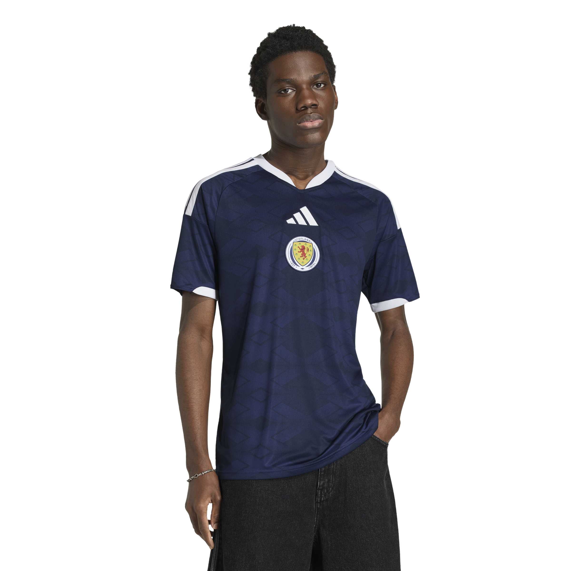 Maillot domicile réplique FIFA Adidas bleu marine de l'équipe nationale d'Écosse pour homme, saison 2025/26