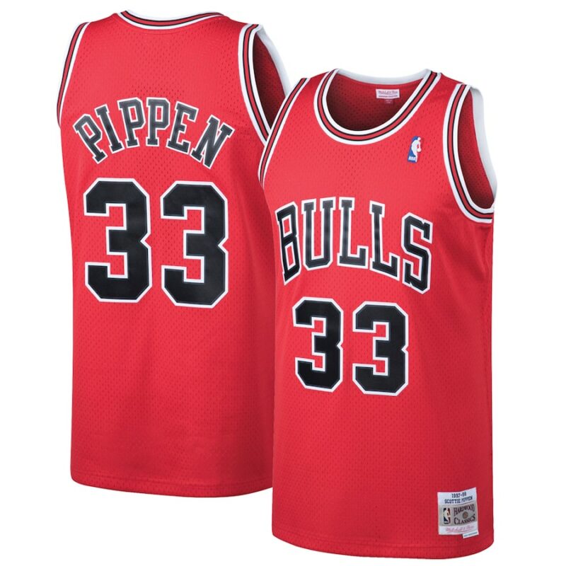 Scottie Pippen Chicago Bulls NBA Mitchell & Ness Maillot Swingman Hardwood Classics rouge 1997-98 pour homme