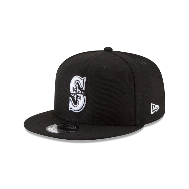 Seattle Mariners MLB New Era pour hommes, noir et blanc, 9Fifty Basic Snapback