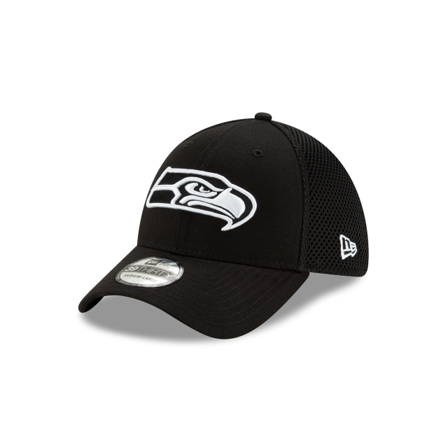 Seattle Seahawks NFL New Era Men's Black/White 39Thirty Neo Stretch Fit Hat