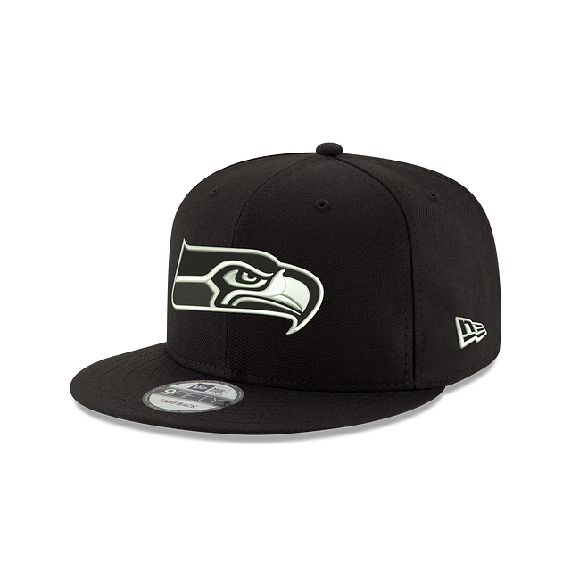 Seattle Seahawks NFL New Era pour hommes, noir et blanc, 9Fifty Basic Snapback