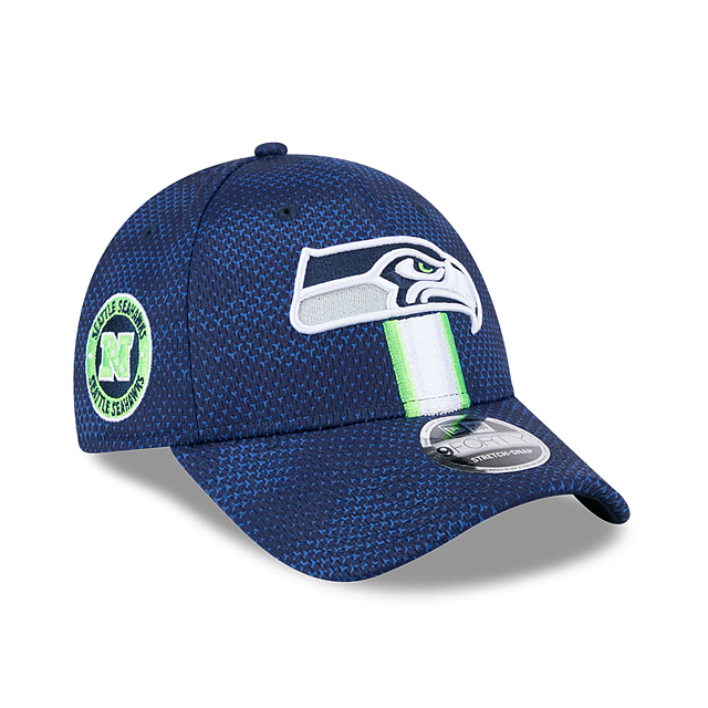 Casquette Snapback extensible 9Forty 2024 Sideline bleue pour homme des Seattle Seahawks NFL New Era