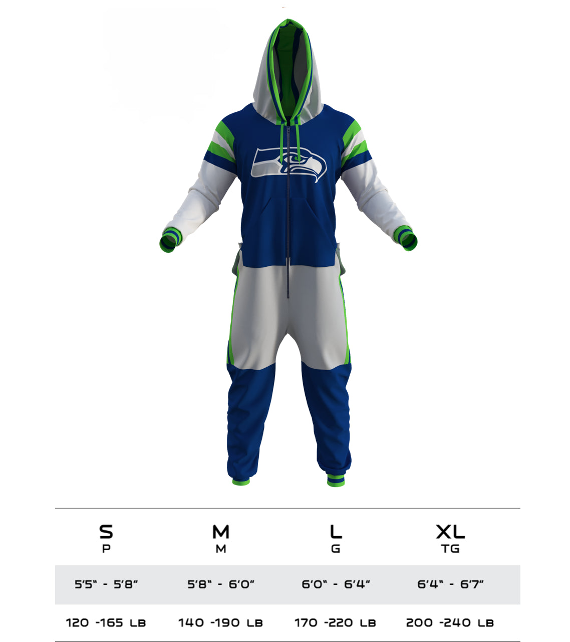 Seattle Seahawks NFL Hockey Sockey Men's Royal Blue Team Uniform Onesie