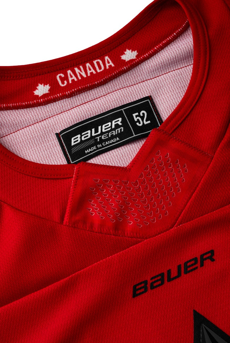 Maillot semi-professionnel rouge 2026 de Sidney Crosby Hockey Canada IIHF Bauer pour homme