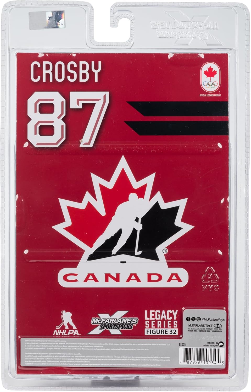 Sidney Crosby Hockey Canada IIHF McFarlane Toys Olympics Legacy Series 7" Action Figure