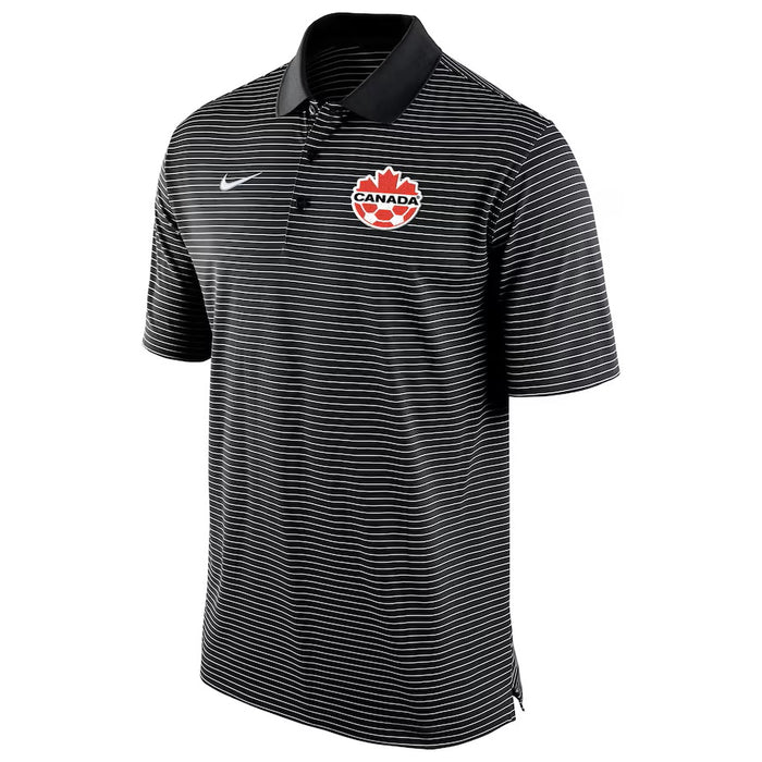 Canada Soccer FIFA Nike Men's Black Stadium Stripe Polo T-Shirt