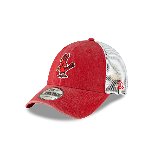 St. Louis Cardinals MLB New Era Casquette réglable rouge 9Forty Cooperstown Washed Trucker pour hommes