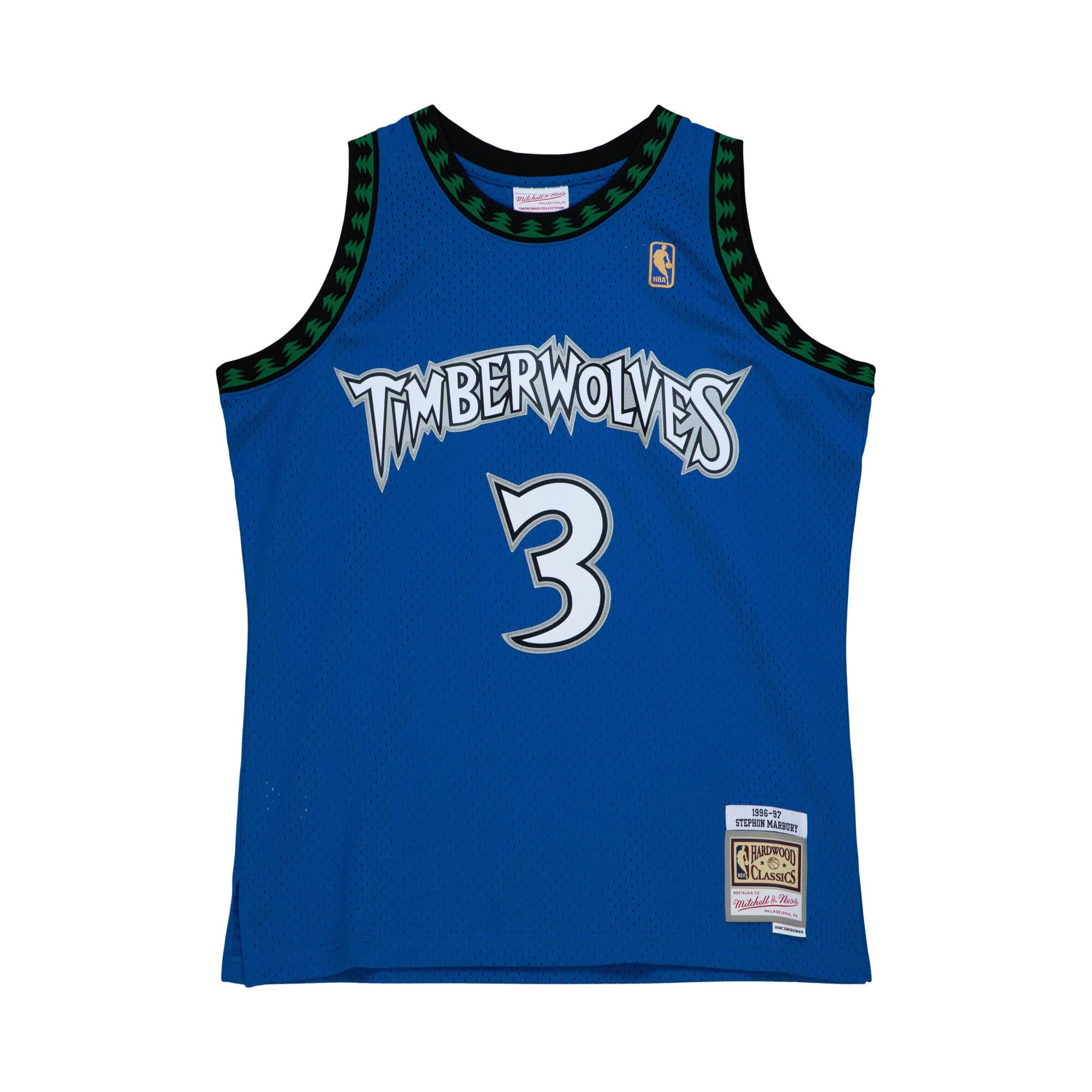 Stephon Marbury Minnesota Timberwolves NBA Mitchell & Ness Homme Bleu Royal 1996-97 Hardwood Classics Swingman Maillot