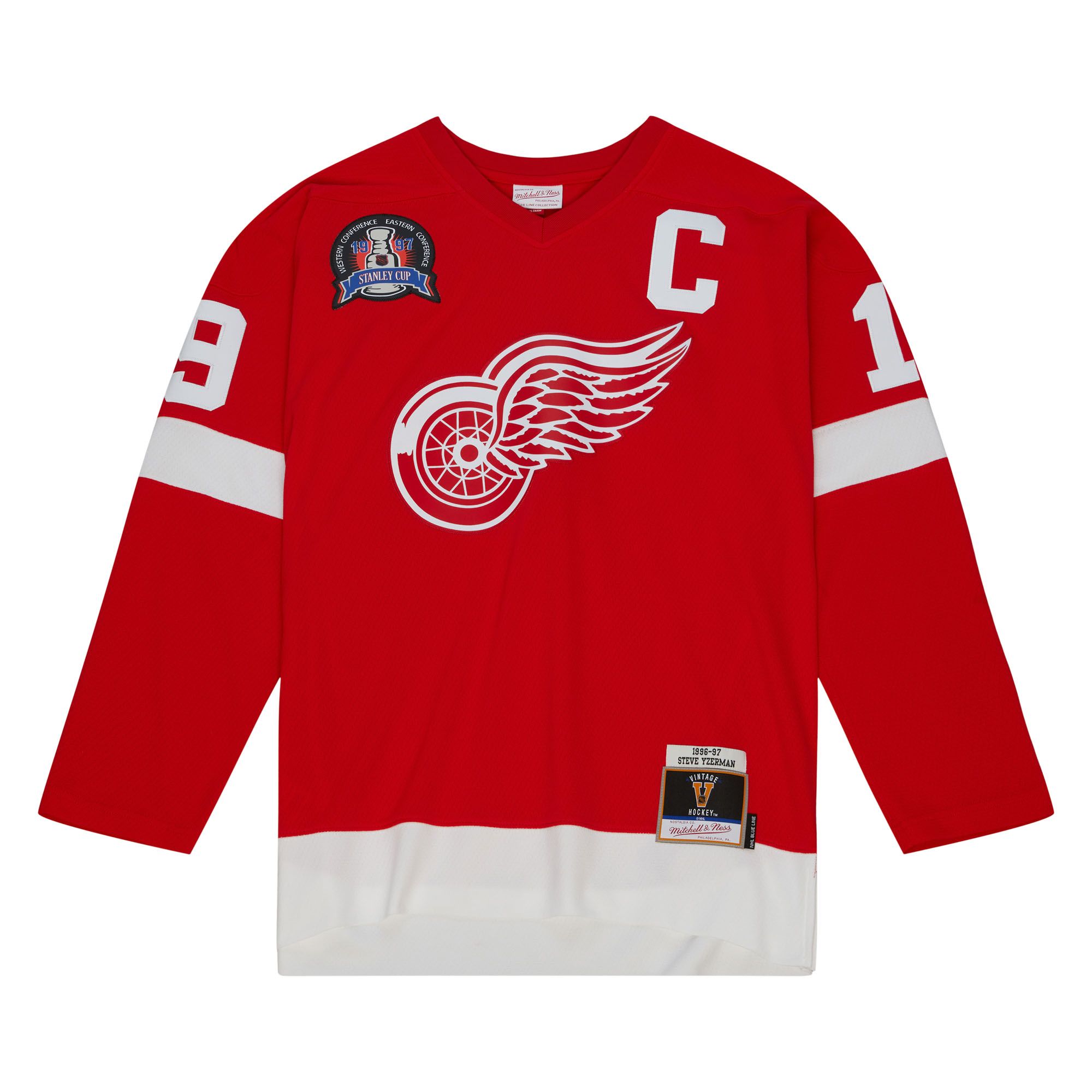 Steve Yzerman Detroit Red Wings NHL Mitchell & Ness Maillot authentique rouge 1996 Blue Line pour homme