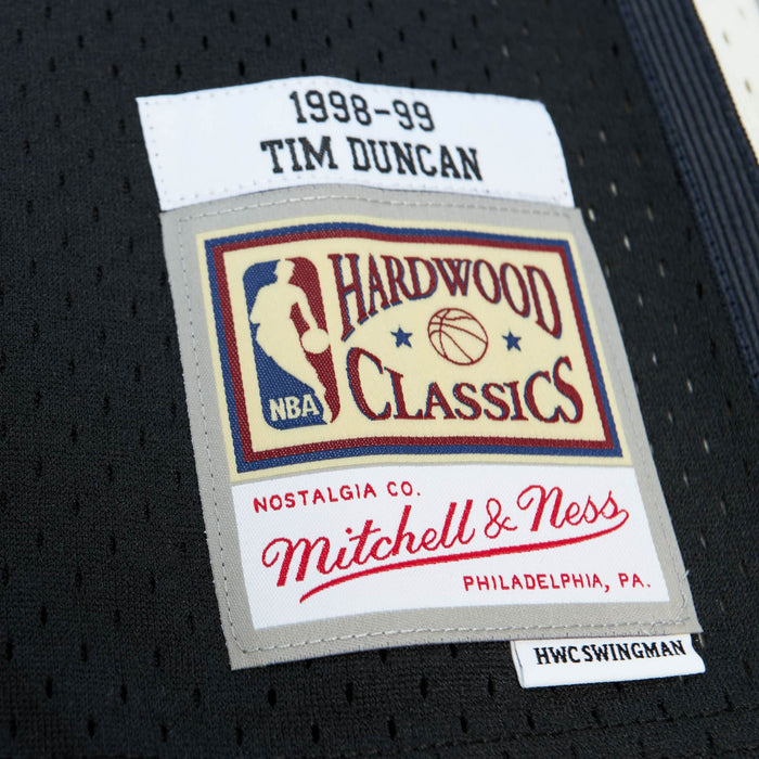 Tim Duncan San Antonio Spurs NBA Mitchell & Ness Men's Black 1998-99 Hardwood Classics Swingman Jersey