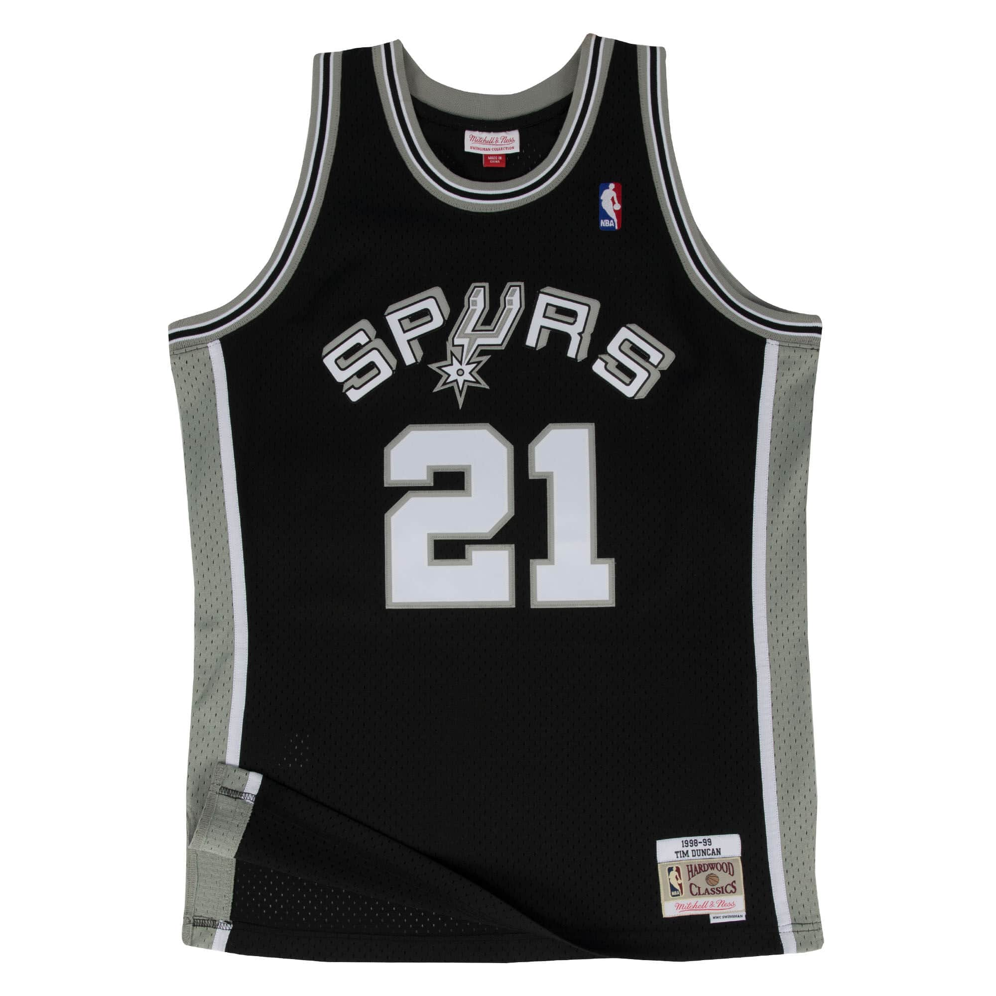 Tim Duncan San Antonio Spurs NBA Mitchell & Ness Homme Noir 1998-99 Hardwood Classics Swingman Maillot