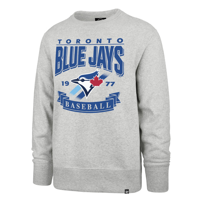 Toronto Blue Jays MLB 47 Brand Men's Athletic Grey Crossroad Headline Crew Sweater