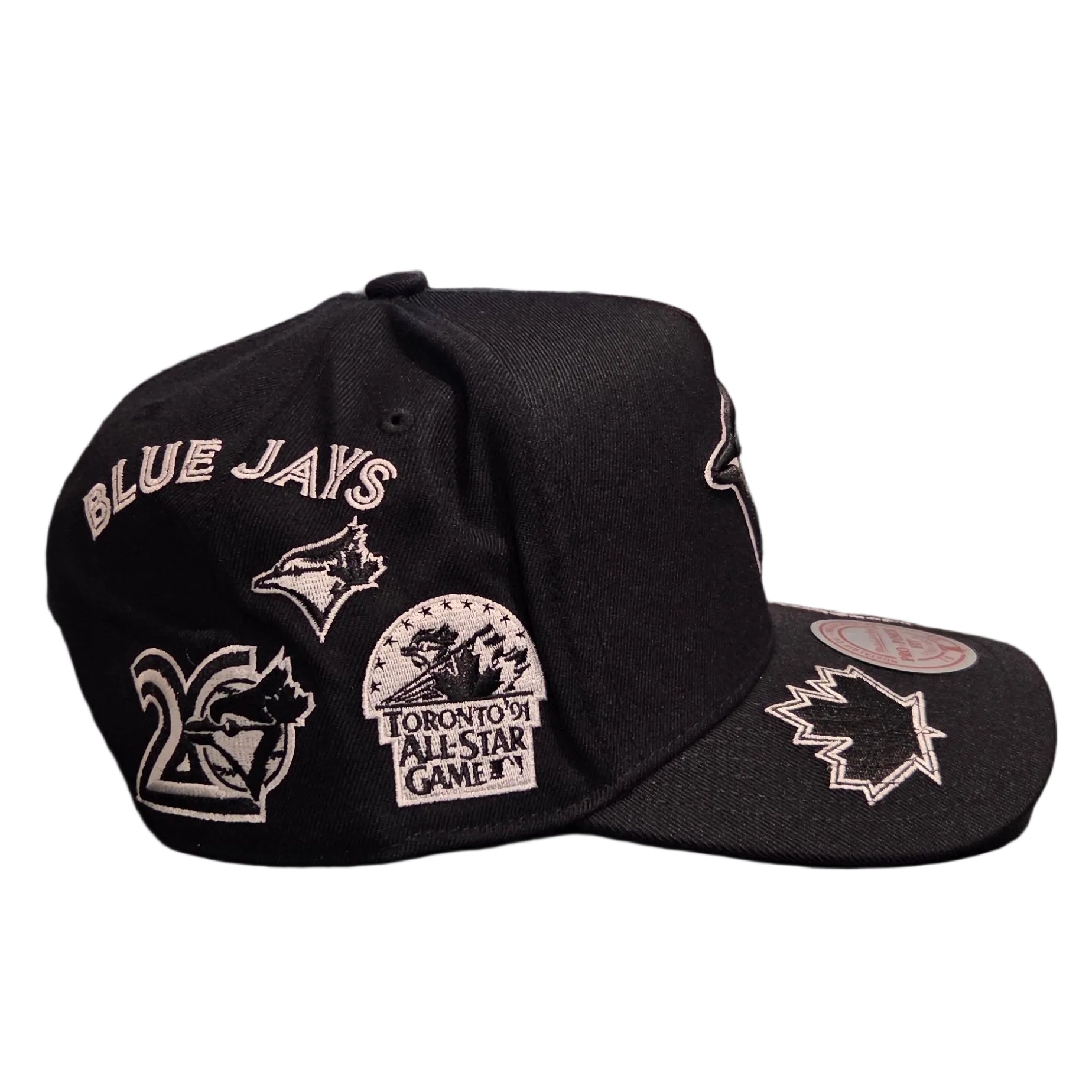Toronto Blue Jays MLB Mitchell & Ness Men's Black Moonlight A-Frame Snapback Hat