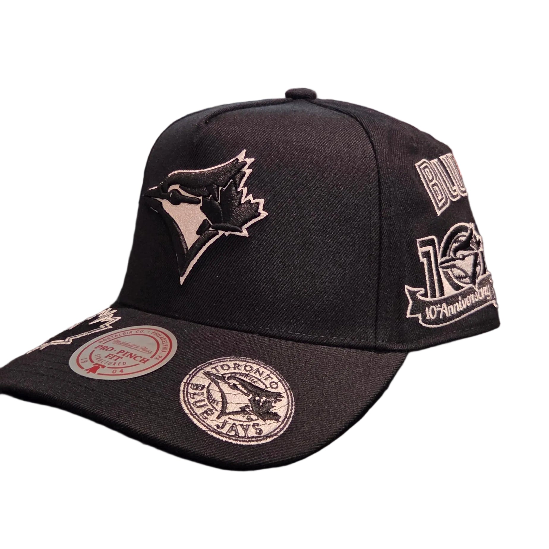 Toronto Blue Jays MLB Mitchell & Ness Men's Black Moonlight A-Frame Snapback Hat