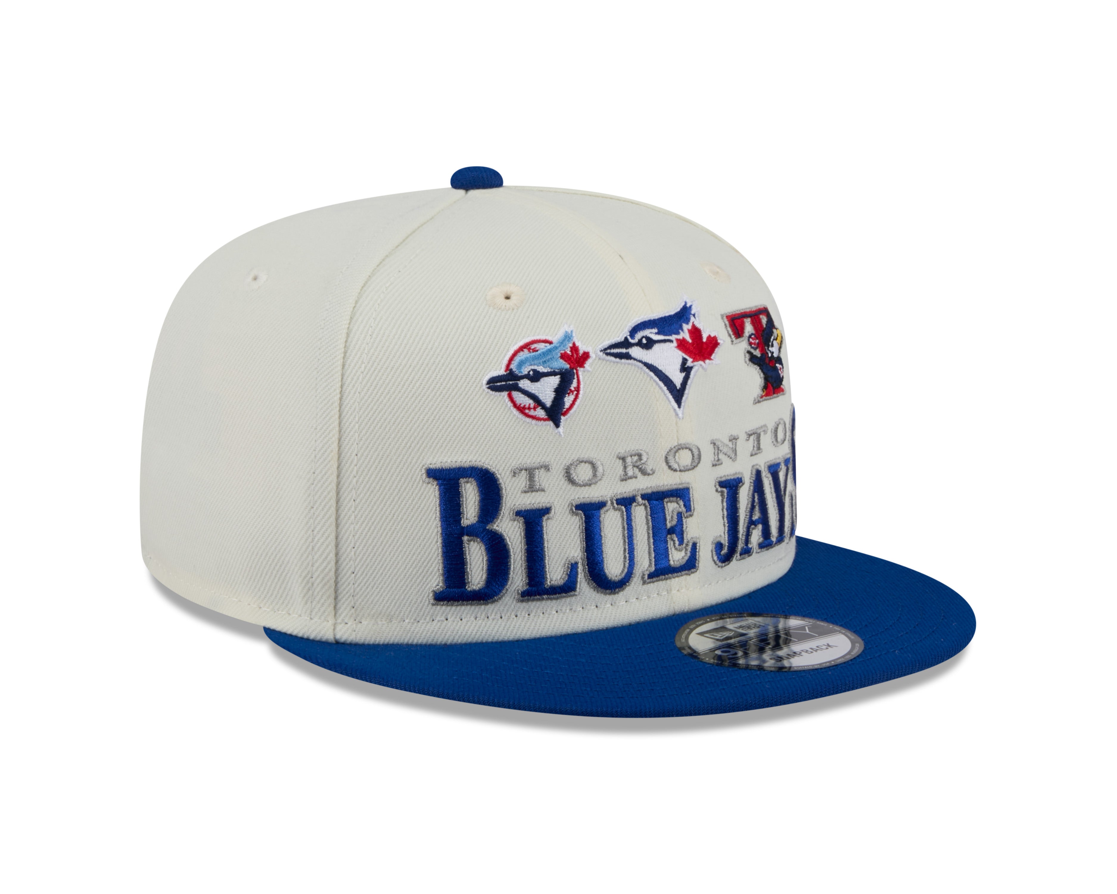 Casquette à visière ajustable 9Fifty Archive bicolore crème/bleu royal pour homme des Toronto Blue Jays MLB New Era