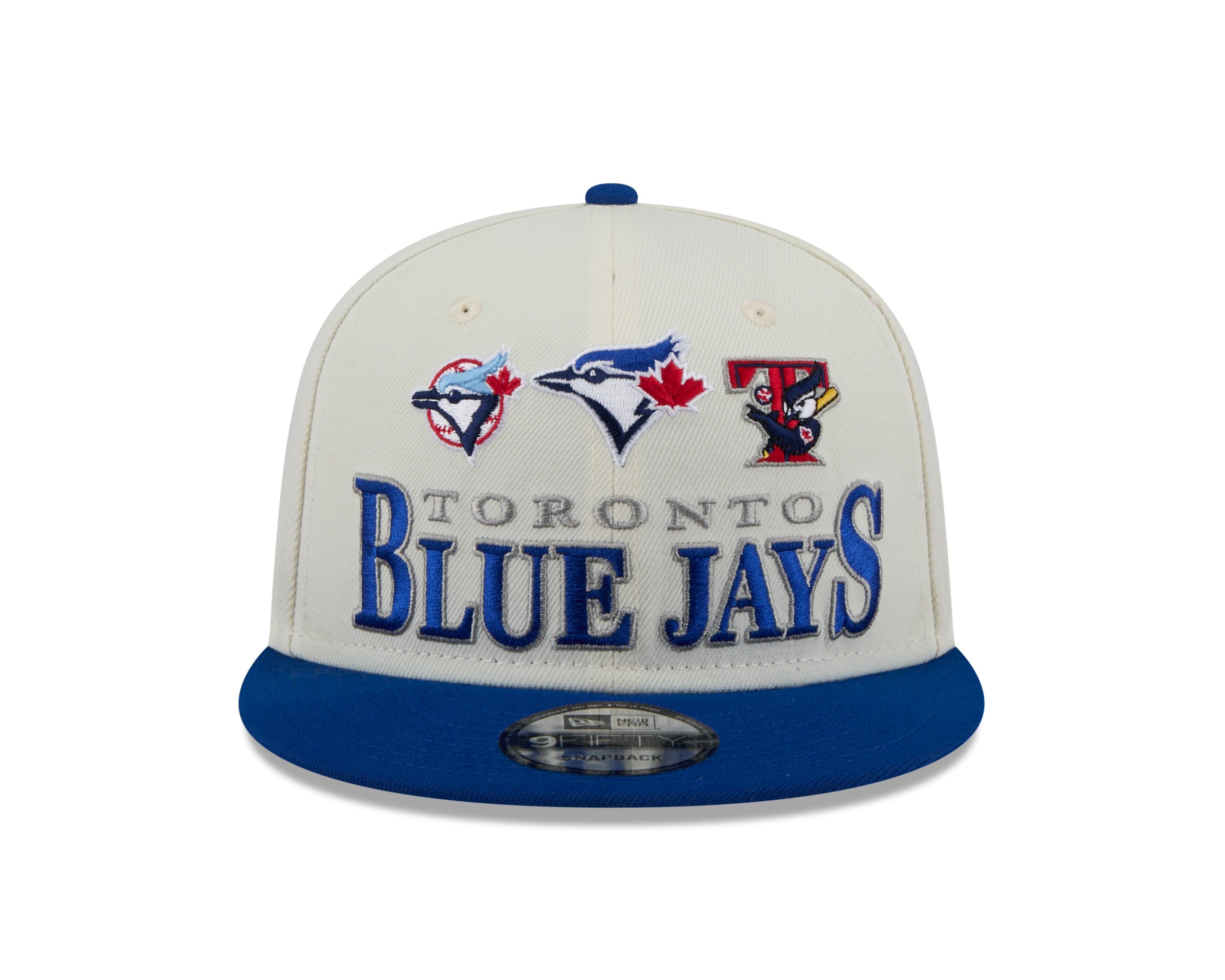 Casquette à visière ajustable 9Fifty Archive bicolore crème/bleu royal pour homme des Toronto Blue Jays MLB New Era
