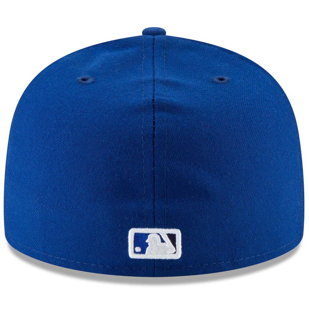 Casquette ajustée New Era 59Fifty bleu royal pour homme des Blue Jays de Toronto (MLB), édition spéciale Série mondiale 2025, avec écusson latéral.