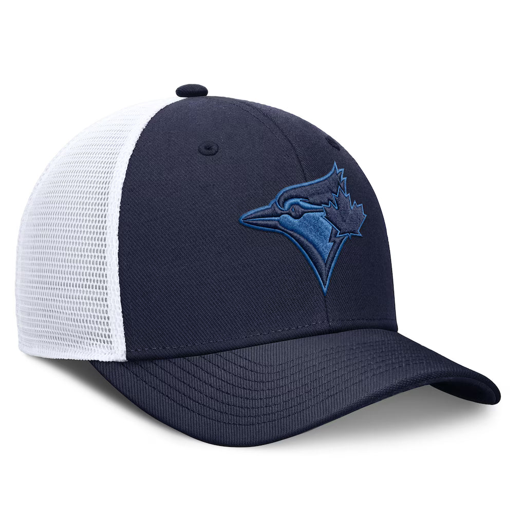 Toronto Blue Jays MLB Nike Men's Navy/White Dri-Fit Rise Structured Trucker Adjustable Hat