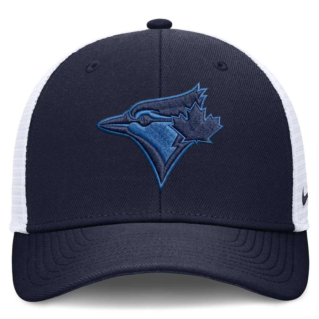 Toronto Blue Jays MLB Nike Men's Navy/White Dri-Fit Rise Structured Trucker Adjustable Hat