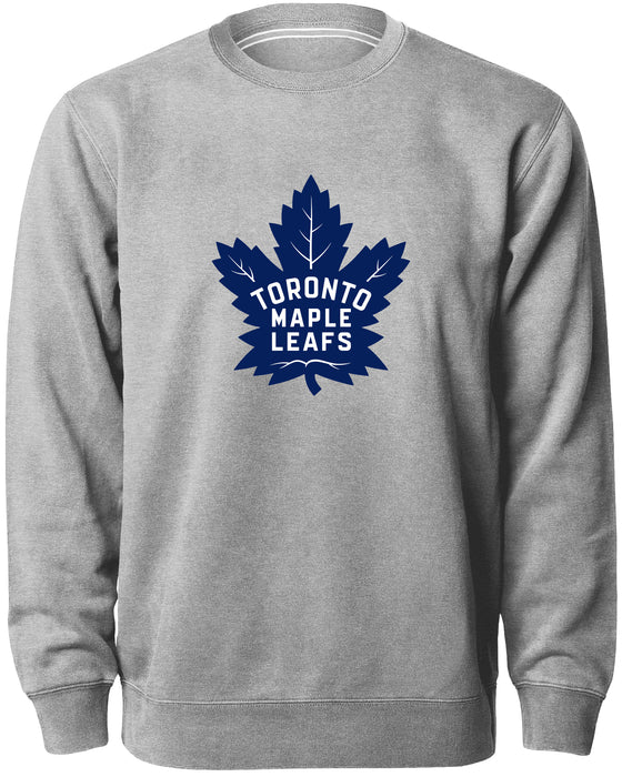 Toronto Maple Leafs NHL Bulletin Men's Athletic Grey Twill Logo Express Crew Sweater