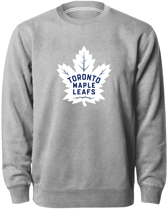 Toronto Maple Leafs NHL Bulletin Men's Athletic Grey Twill Logo Express Crew Sweater