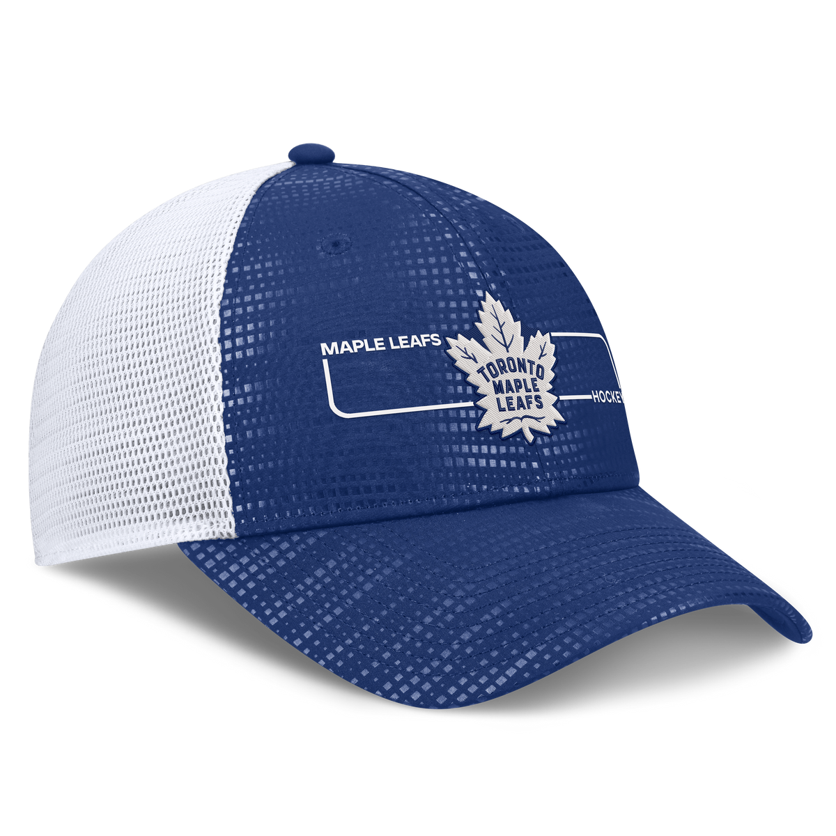 Toronto Maple Leafs NHL Fanatics Branded Men's Royal Blue Authentic Pro Rink Boxed Logo Trucker Snapback
