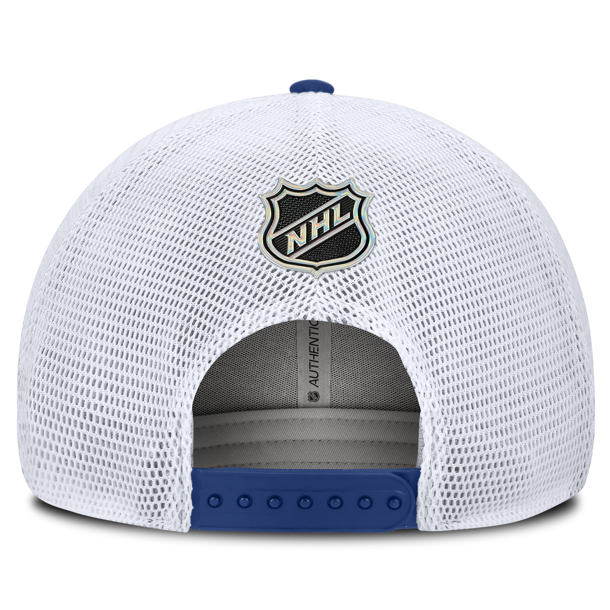 Toronto Maple Leafs NHL Fanatics Branded Men's Royal Blue Authentic Pro Rink Boxed Logo Trucker Snapback