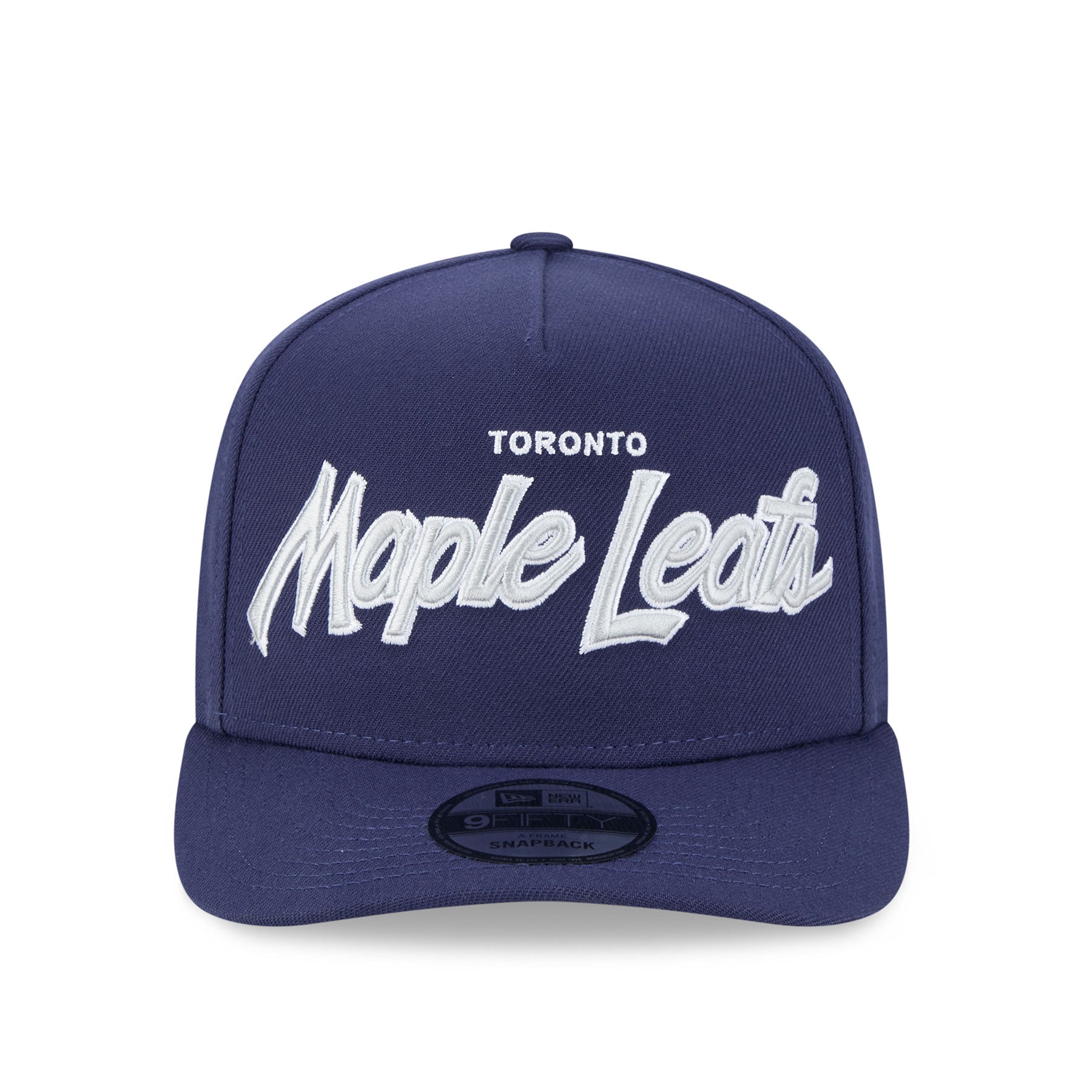 Casquette à visière snapback 9Fifty A-Frame de la LNH des Maple Leafs de Toronto de New Era pour homme, bleu marine