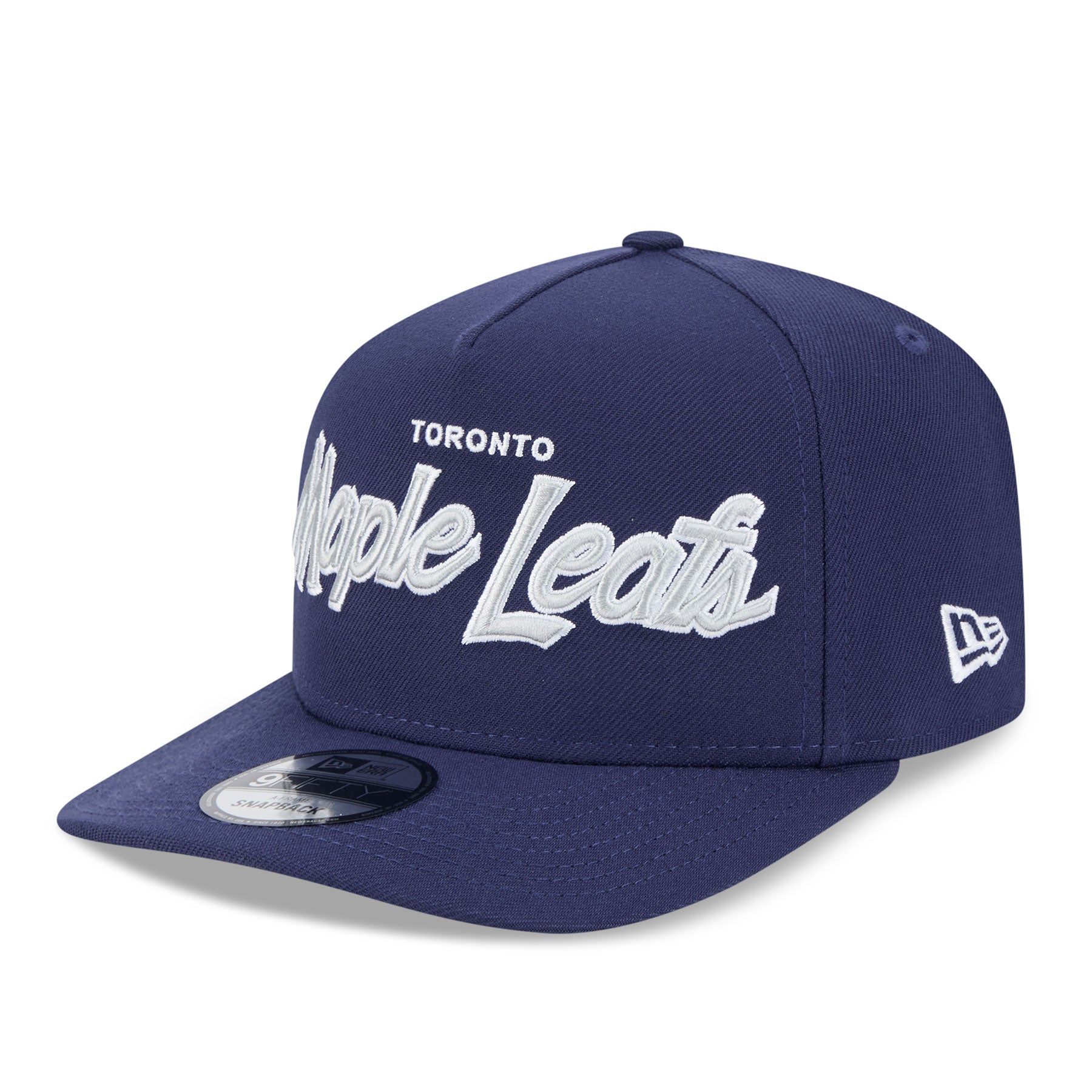 Casquette à visière snapback 9Fifty A-Frame de la LNH des Maple Leafs de Toronto de New Era pour homme, bleu marine