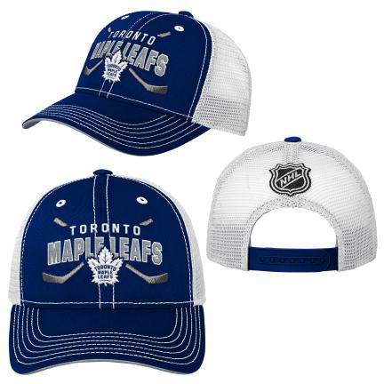 Toronto Maple Leafs NHL Outerstuff Kids Navy Trucker Lockup Meshback Snapback Hat