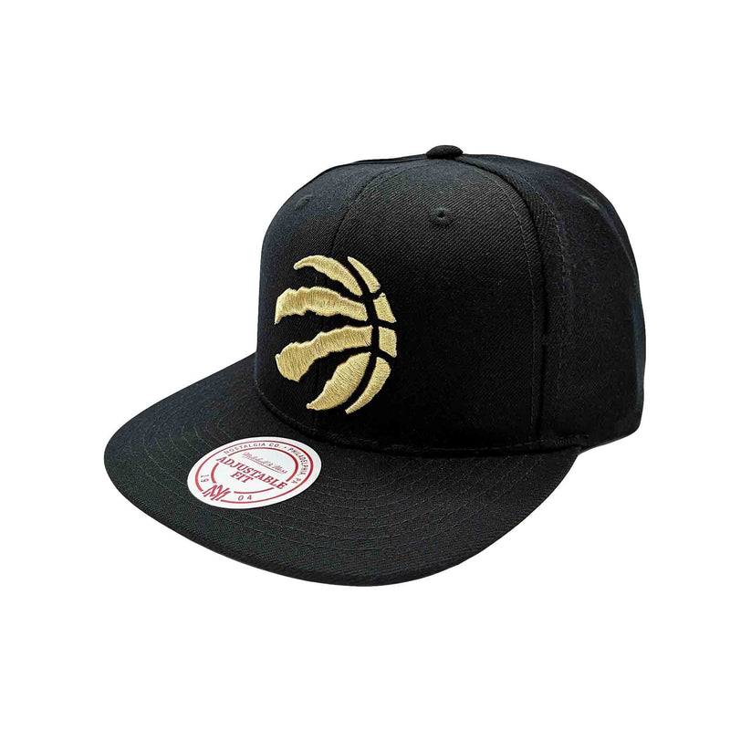 Toronto Raptors NBA Mitchell & Ness Men's Black Gold Ball Snapback