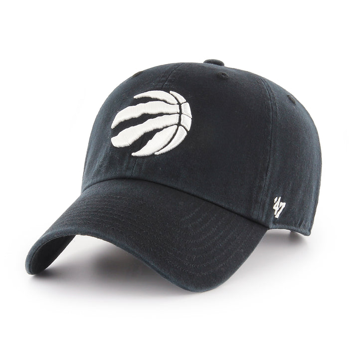 Toronto Raptors NBA 47 Brand Men's Black White Clean Up Adjustable Hat
