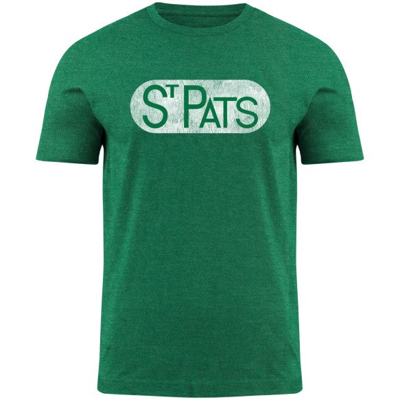 Toronto St Pats NHL Bulletin Men's Green Distressed Vintage Logo Heathered T-Shirt
