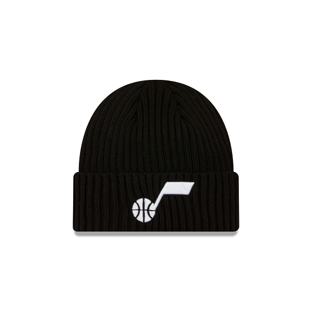 Bonnet en tricot à revers classique noir pour homme Utah Jazz NBA New Era