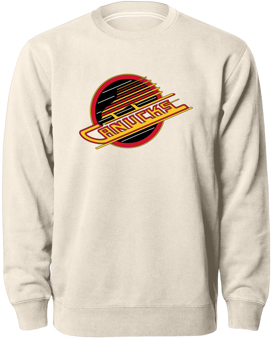 Vancouver Canucks NHL Bulletin Men's Natural Twill Logo Express Crew Sweater