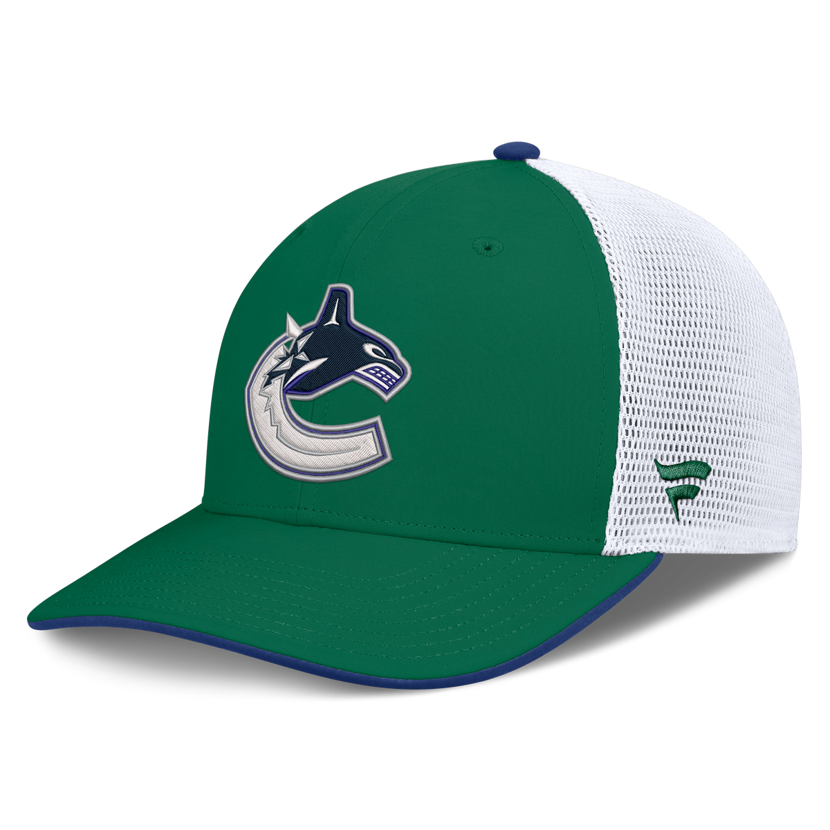Vancouver Canucks NHL Fanatics Branded Men's Green/White Authentic Pro Rink Trucker Snapback