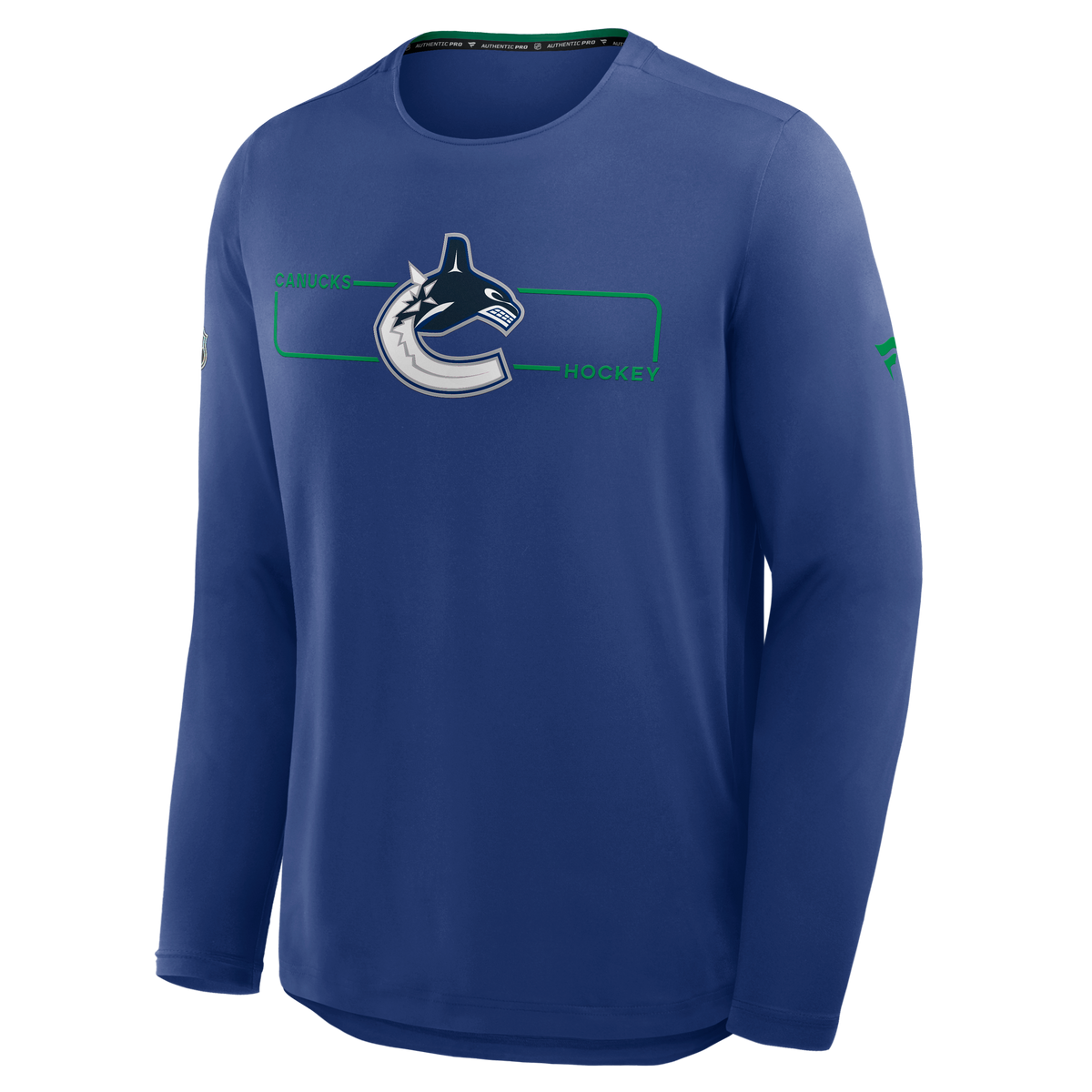 Vancouver Canucks NHL Fanatics Branded Men's Royal Blue Authentic Pro Rink Tech Long-sleeve Shirt